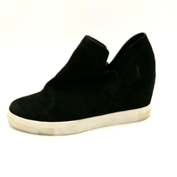 Express Womens Wedge Heel Pull On Ankle Boots Cushioned Black Sz 9 - Picture 1 of 10